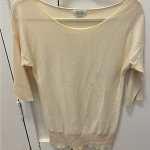 Barneys New York Cream Crew Neck Sweater with Fine Knit